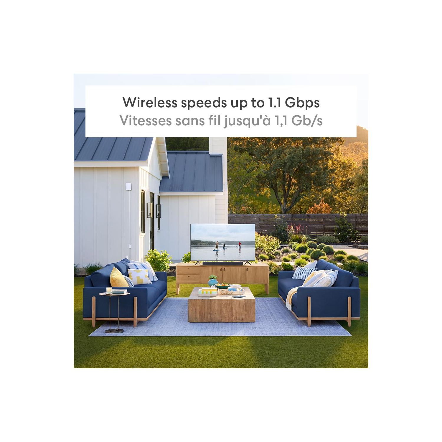 Routeur Wi-Fi maillé bibande extérieur 7 d'Eero, cote de résistance aux intempéries IP66, couverture jusqu'à 1390 m² extérieur, paquet de 1,