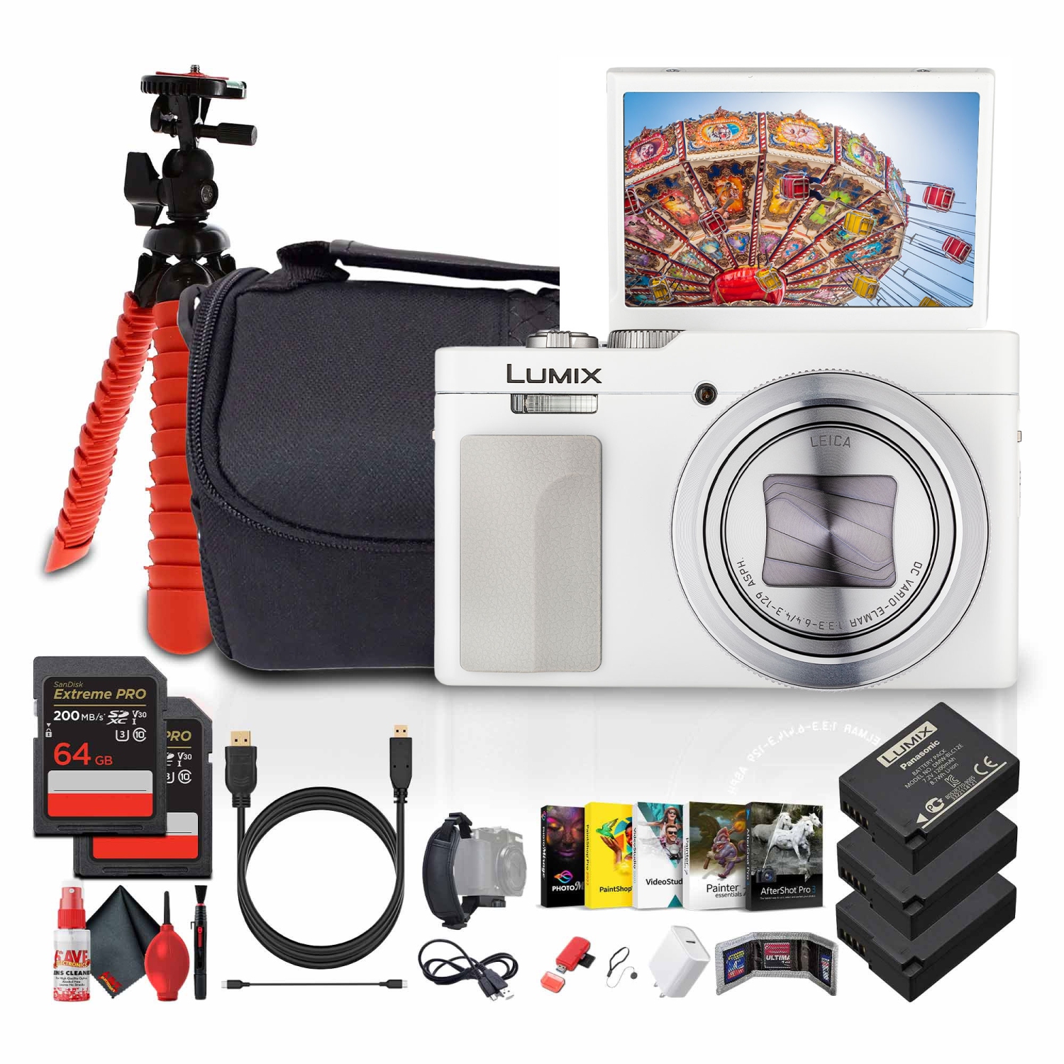 Panasonic TZ99 Point and Shoot Compact Travel Digital Camera - Bundle