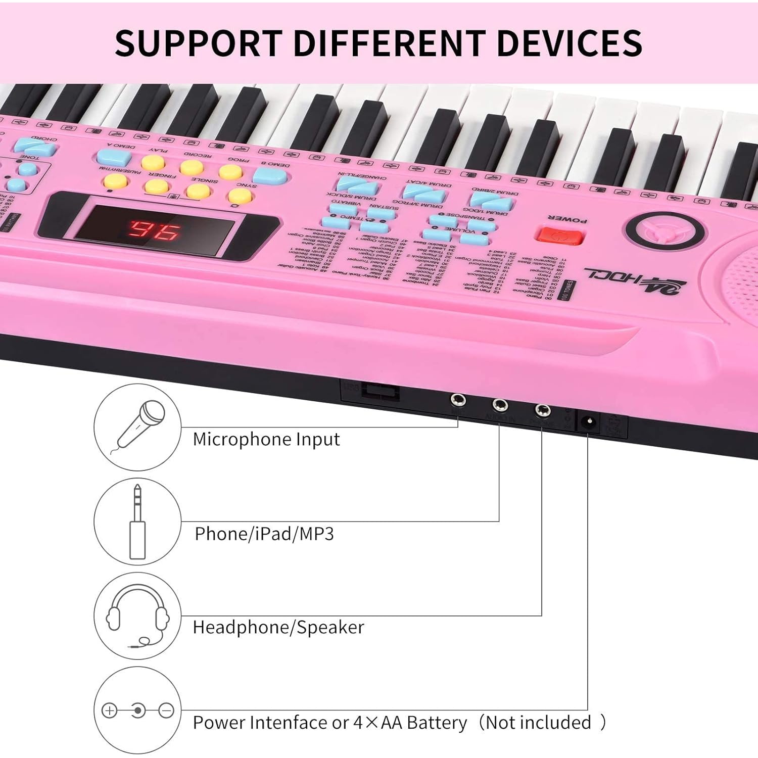 Piano Keyboard for Kids, 37 Keys Electronic Music Keyboard with Microphone & Music Stand, Portable Instrument Grand Piano for Beginners, Age 1-3,