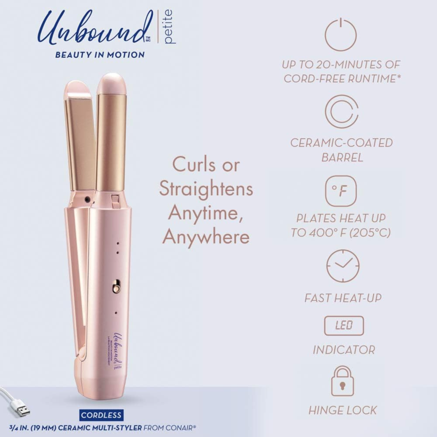 Conair Unbound Petite Cordless Ceramic Multi-Styler #CR300C