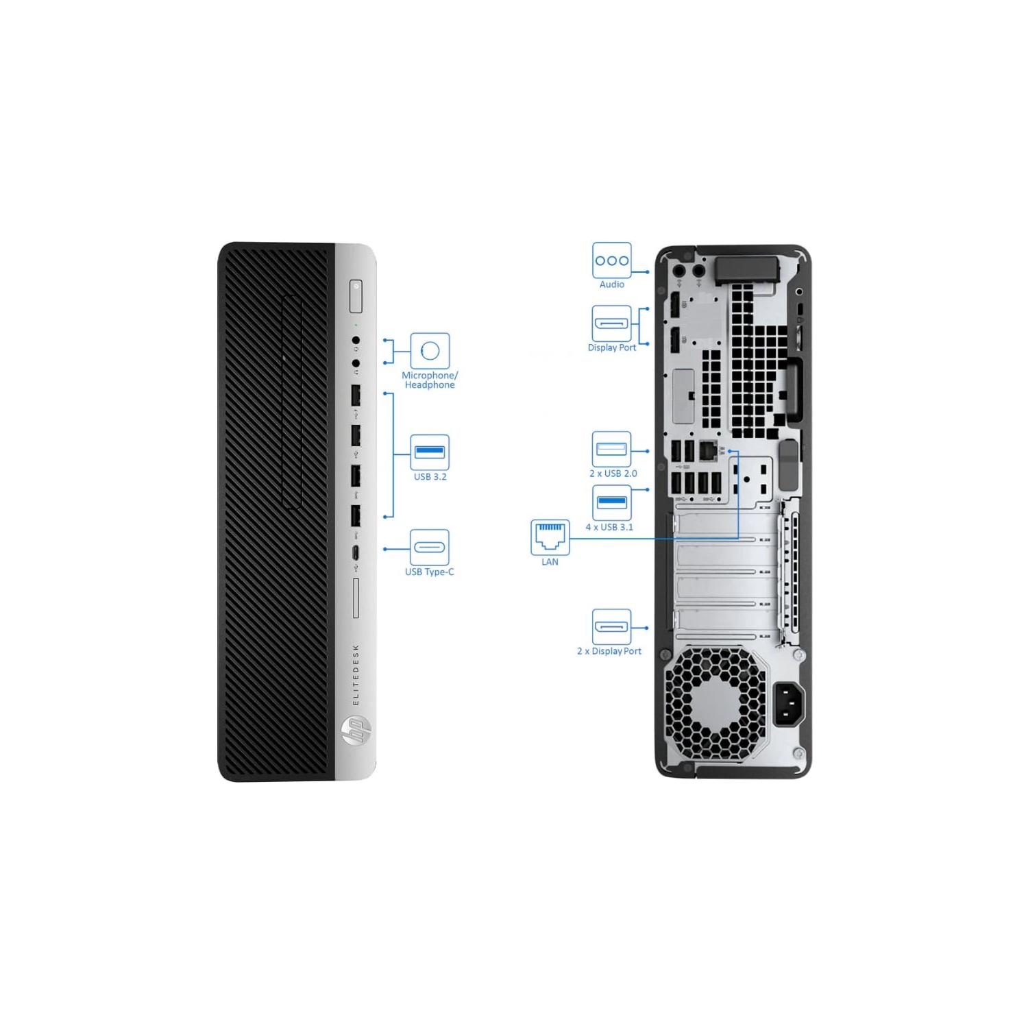 HP EliteDesk SFF / i5-8500 3.0GHz / 16GB RAM / 256GB NVMe SSD / Windows 11 Pro / WiFi - Business Desktop PC Computer - Refurbished