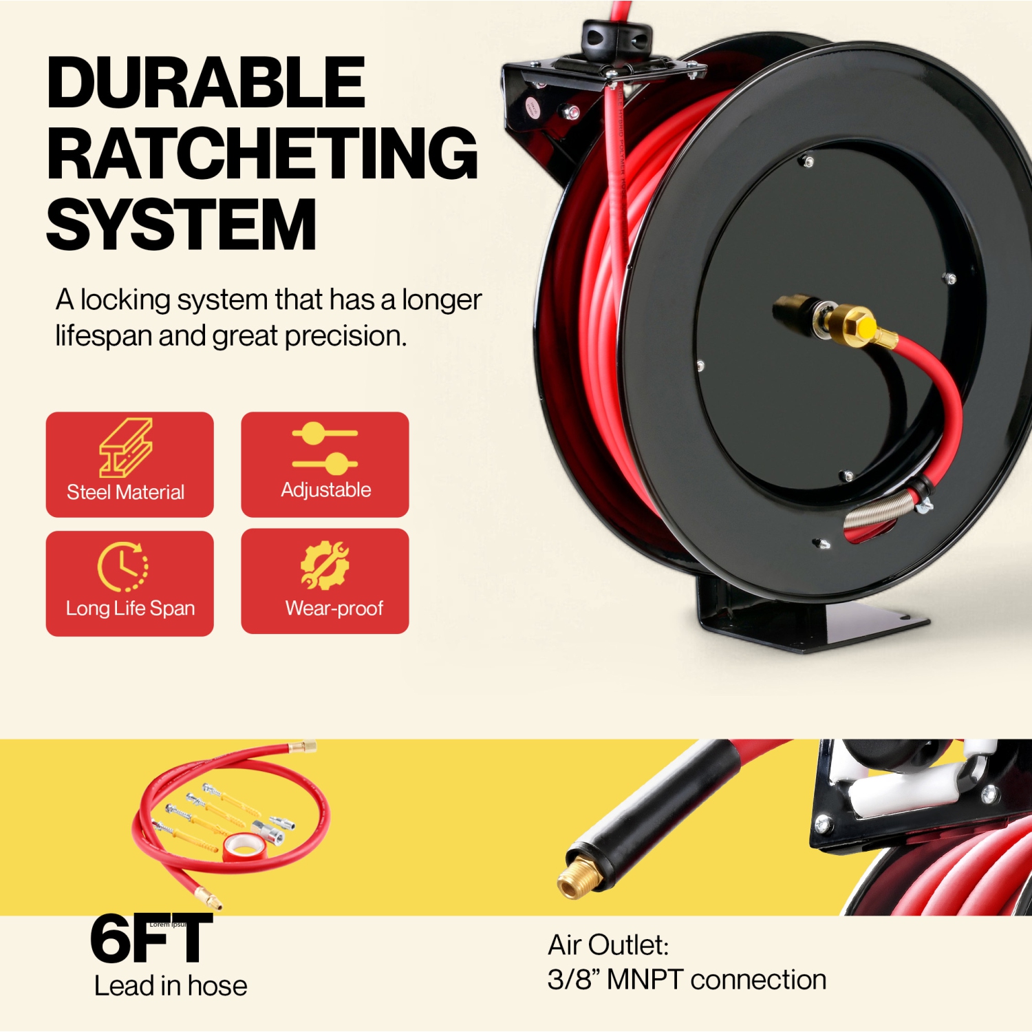 ReelWorks Air Hose Reel Retractable