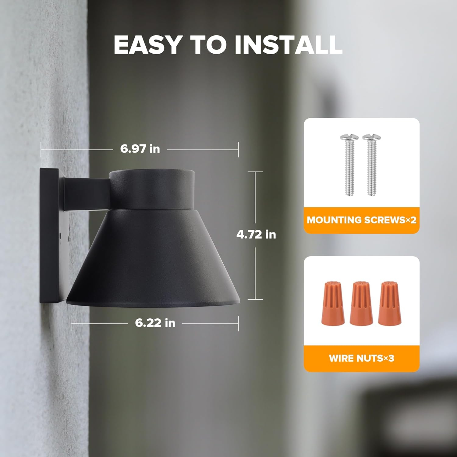 Ensemble de 2 luminaires muraux extérieurs LED, éclairage mural noir pour véranda avant, applique murale extérieure étanche pour terrasse, applique