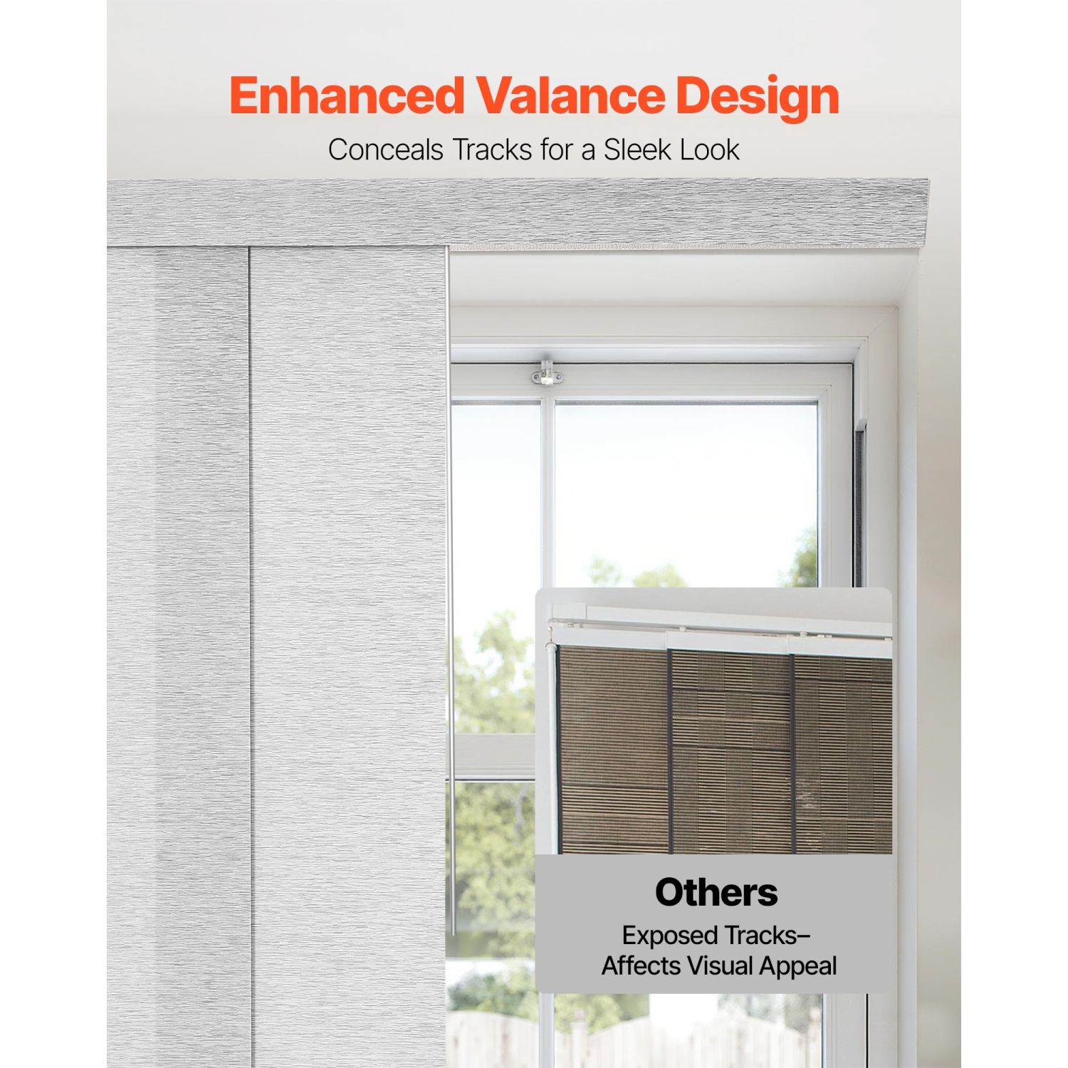 VEVOR 45.8 in to 86 in W Panel Track Blinds, Trimmable Panel Curtains Up to 96 in H, Adjustable Vertical Panel Blinds for Sliding Doors, Patio Doors,