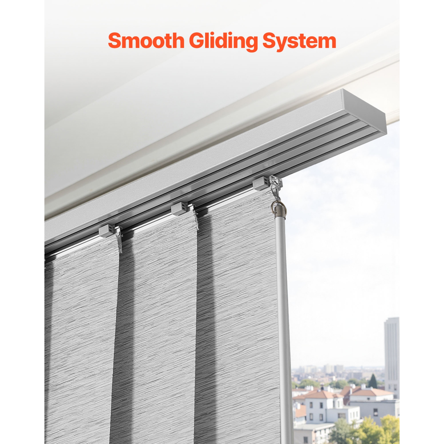 VEVOR 45.8 in to 86 in W Panel Track Blinds, Trimmable Panel Curtains Up to 96 in H, Adjustable Vertical Panel Blinds for Sliding Doors, Patio Doors,