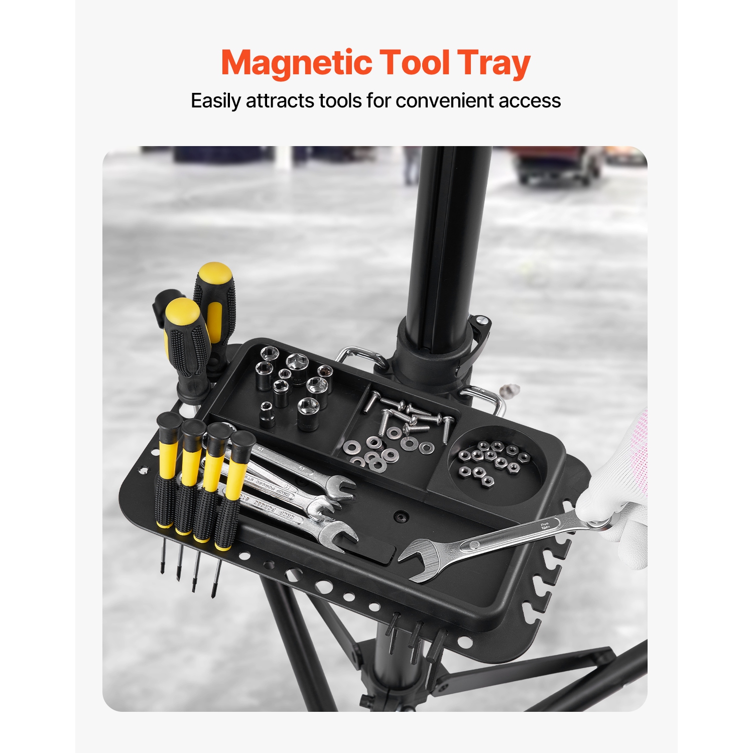 VEVOR 85 lb Bike Repair Stand, Heavy-duty Bicycle Work Stand with 40.7-64.1 in Adjustable Height & Magnetic Tool Tray, Foldable Bicycle Maintenance