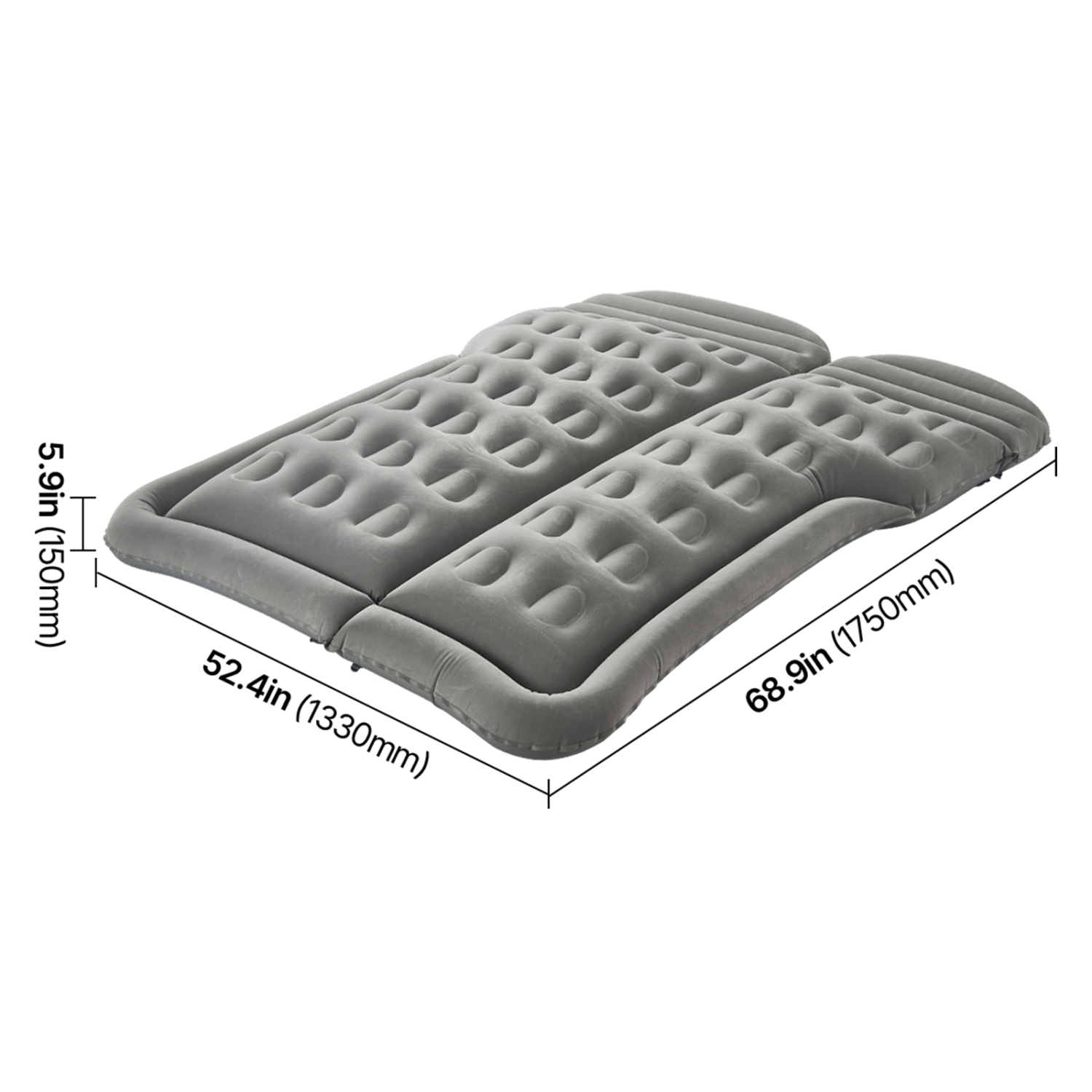 VEVOR Car Air Mattress, Inflatable Car Camping Mattress, Flocking Thickened Travel Beds, Comfortable and Durable Portable Sleeping Pad with Air Pump,