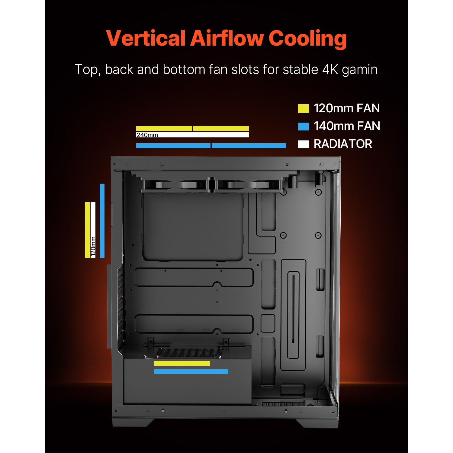 VEVOR PC Gaming Case, Mid-Tower, Computer Case with High-Airflow Tempered Glass Panel, Dust Filter, 2 x 120 mm Fans, for GPU up to 360 mm in Length,