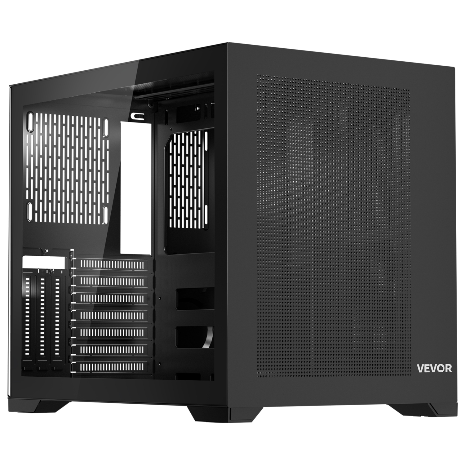VEVOR Mid-Tower PC Case, Dual Chamber, Gaming Computer Case with Tempered Glass Panels, Magnetic Dust Filter, for GPU up to 410 mm in Length,