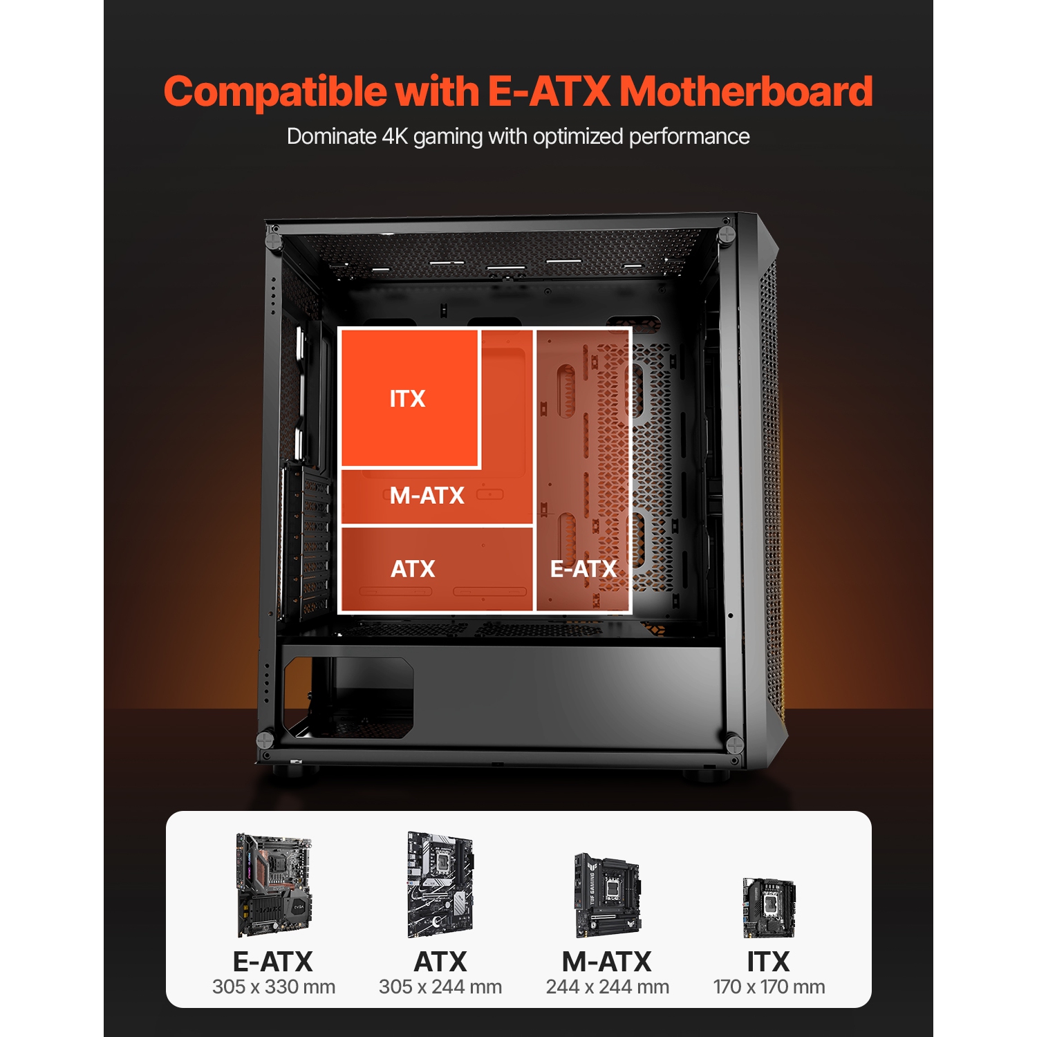 VEVOR PC Gaming Case, Full-Tower, Computer Case with High-Airflow Panel, Magnetic Dust Filter, 3 x 140mm PWM Fans, for GPU up to 410mm in