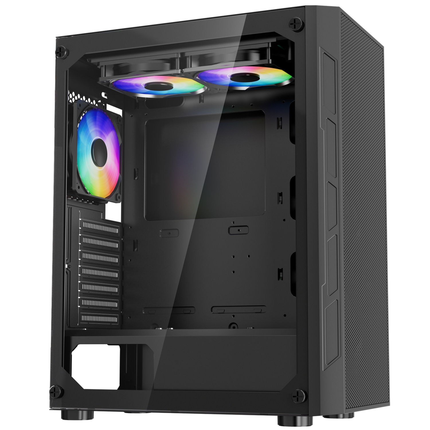 VEVOR PC Gaming Case, Mid-Tower, Computer Case with High-Airflow Tempered Glass Panel, Dust Filter, 3 x 120 mm ARGB Fans, for GPU up to 320 mm in