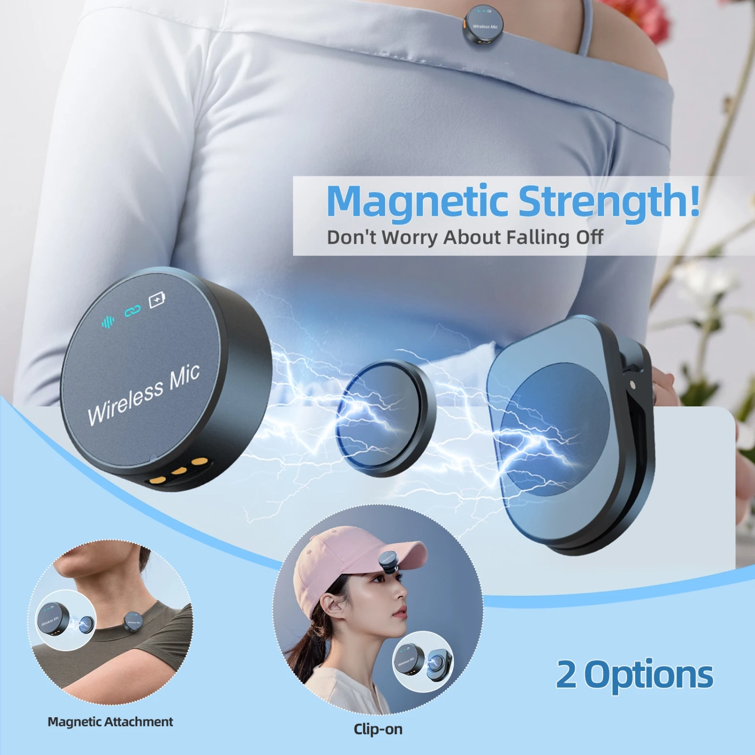 Micro-cravate sans fil pour iPhone/Android, mini microphone avec suppression du bruit, rétro magnétique pour diffusion mobile en direct