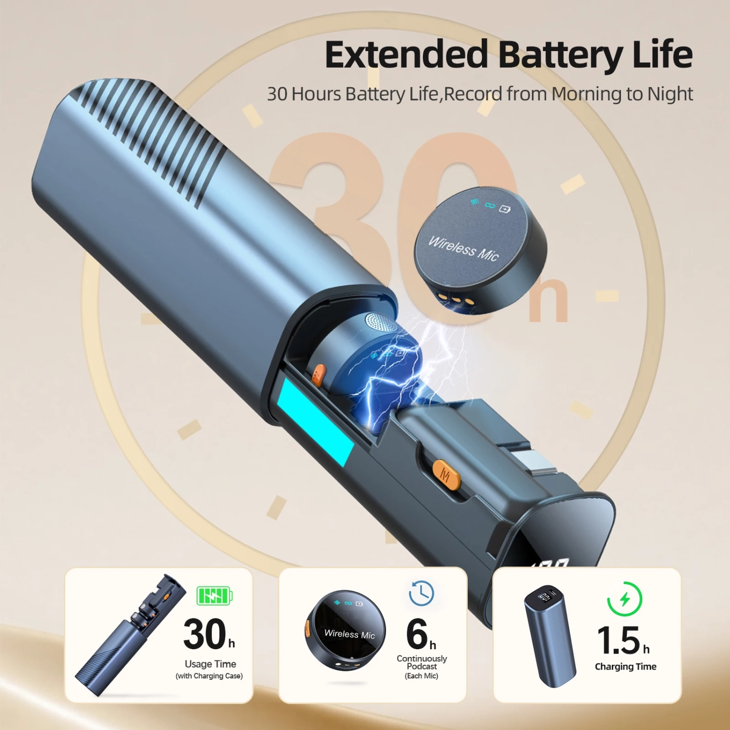 Micro-cravate sans fil pour iPhone/Android, mini microphone avec suppression du bruit, rétro magnétique pour diffusion mobile en direct