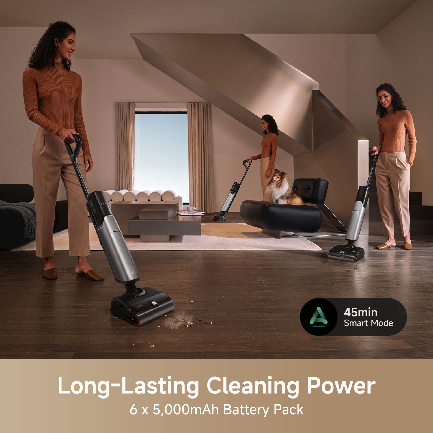 MOVA X4 Pro Wet Dry Vacuum Cleaner, 20000Pa Cordless Vacuum Mop with Zero Tangle, Hot Water Mopping for Sticky Messes,194℉ Hot Air Self Drying, 180°