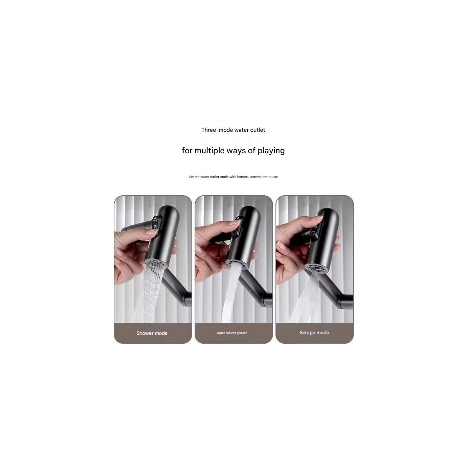 Rotatable Bathroom Faucet with Temperature Display in Fahrenheit, 3 Water Outlet Modes, Universal Rotation Cold Hot Water Tap