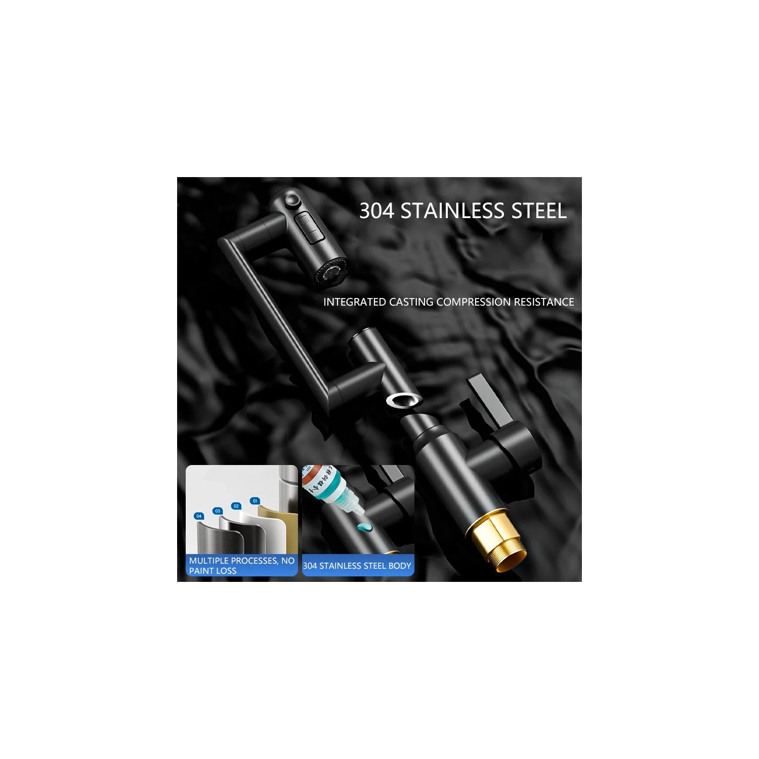 Rotatable Bathroom Faucet with Temperature Display in Fahrenheit, 3 Water Outlet Modes, Universal Rotation Cold Hot Water Tap