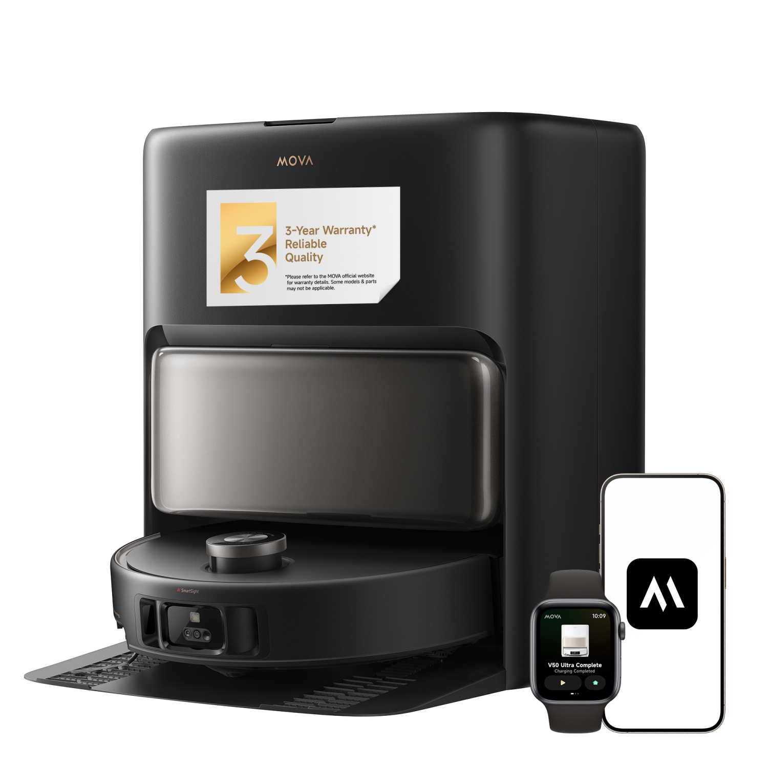 MOVA V50 Ultra Complete Robot Vacuum & Mop, Pet Hair Carpet Friendly,24000 Pa Suction, Self-Cleaning Filter,Fast Mop Drying-Black