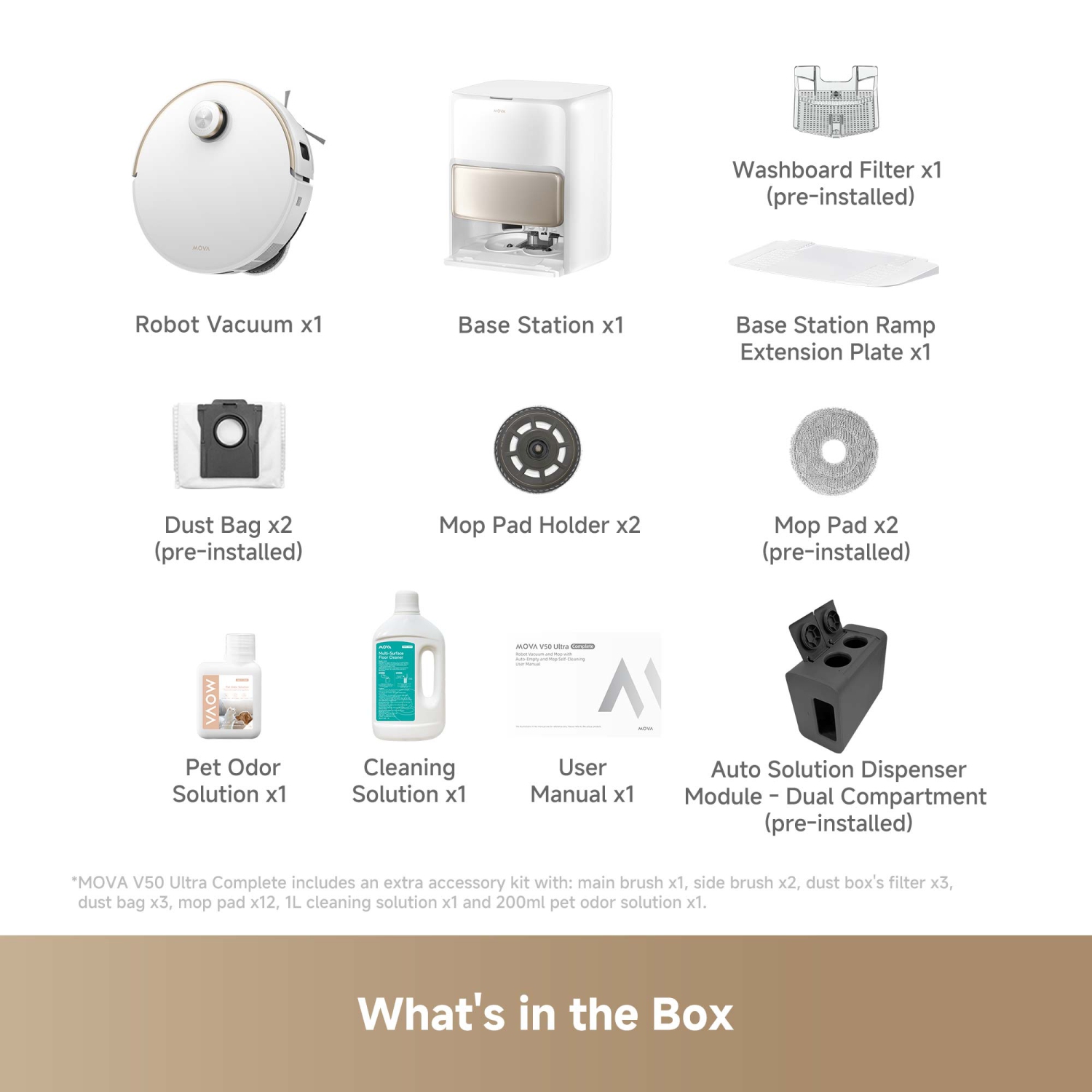 MOVA V50 Ultra Complete Robot Vacuum and Mop, Pet Hair Carpet Friendly,24000 Pa Suction, Self-Cleaning Filter,Fast Mop Drying-White