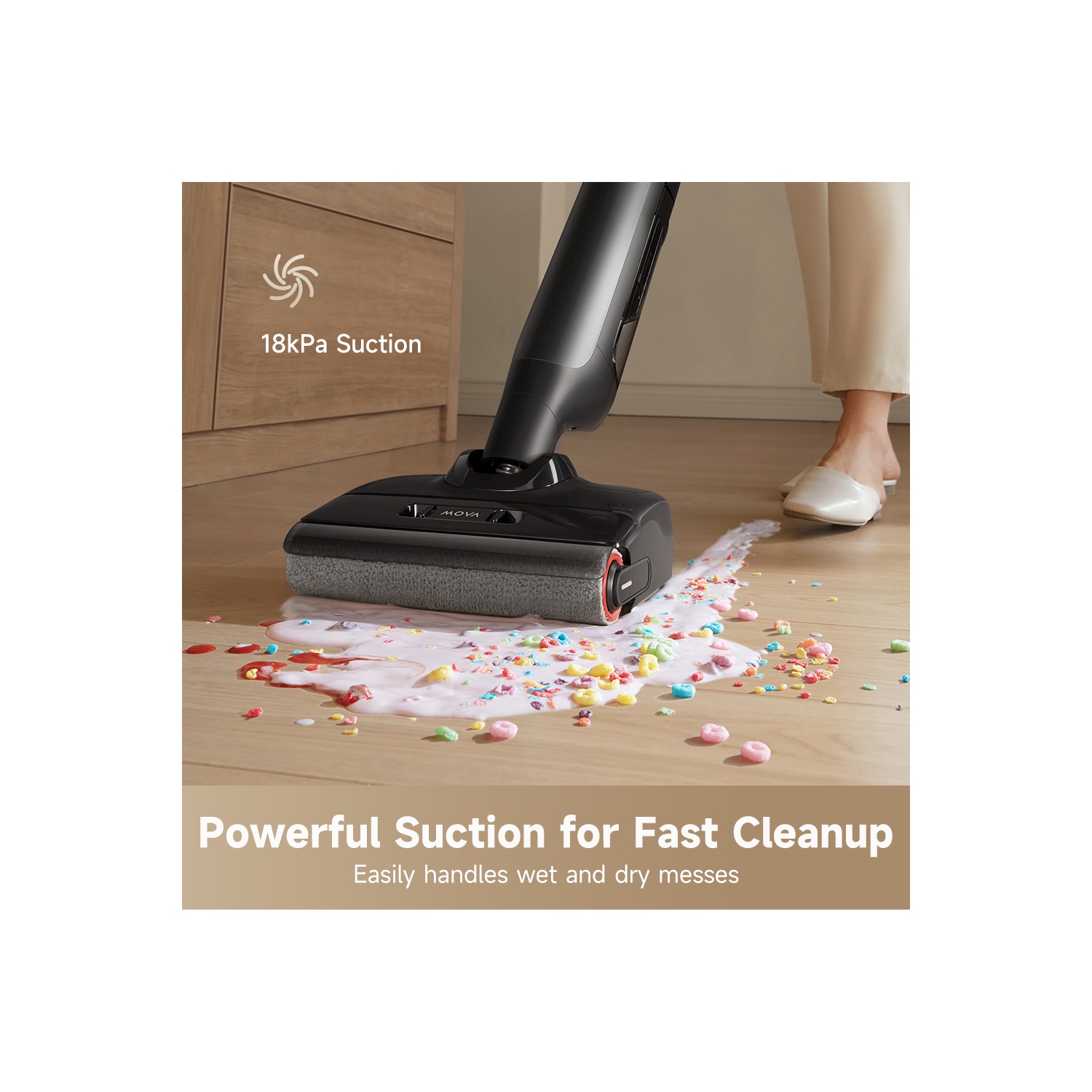 MOVA M10 Cordless Wet＆Dry Vacuum Cleaner,Dual-Edge Self-Cleaning,18bar Suction,Zero-Tangle