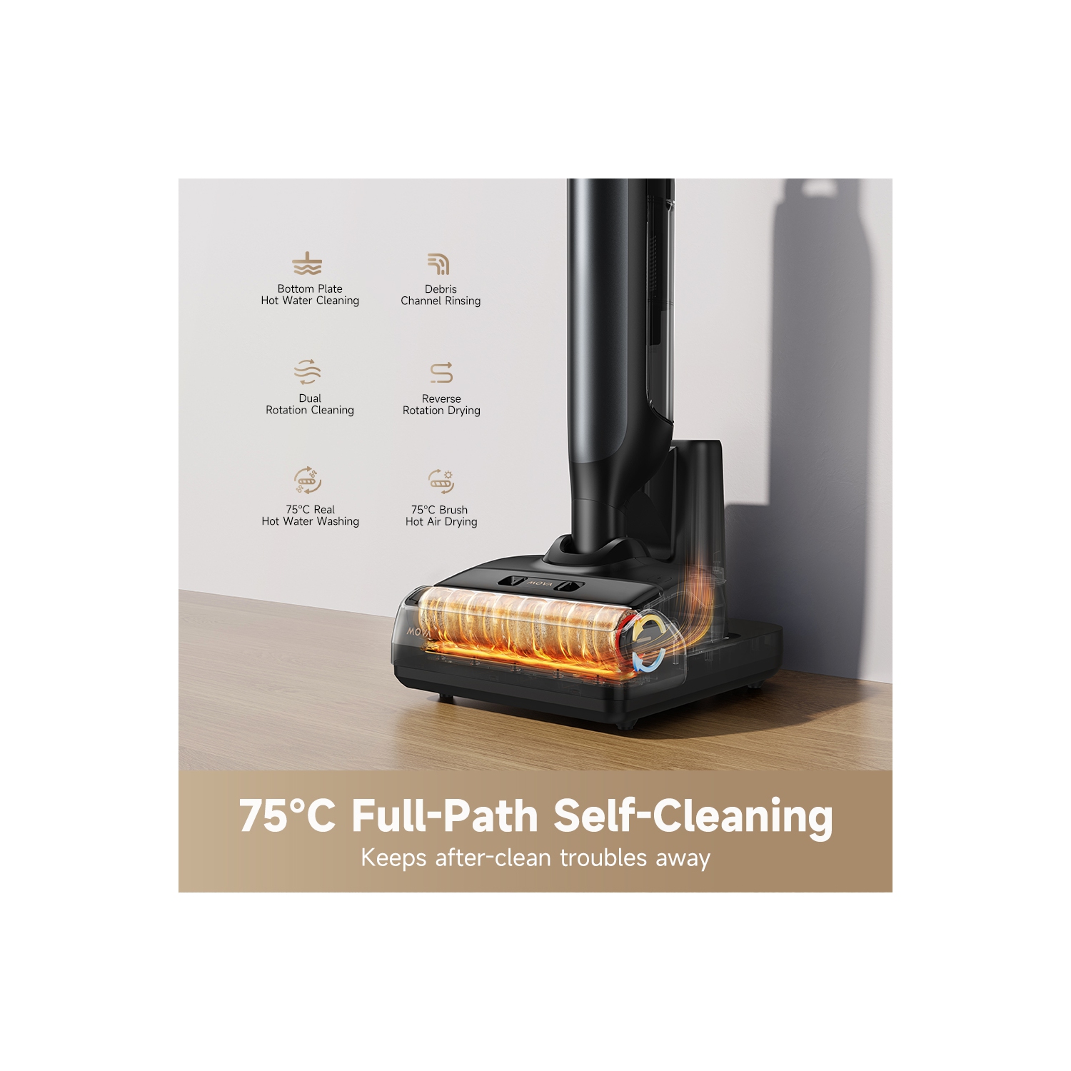 MOVA M10 Cordless Wet＆Dry Vacuum Cleaner,Dual-Edge Self-Cleaning,18bar Suction,Zero-Tangle