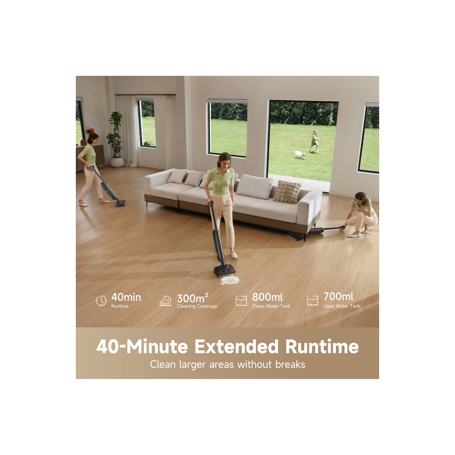 MOVA M10 Cordless Wet＆Dry Vacuum Cleaner,Dual-Edge Self-Cleaning,18bar Suction,Zero-Tangle