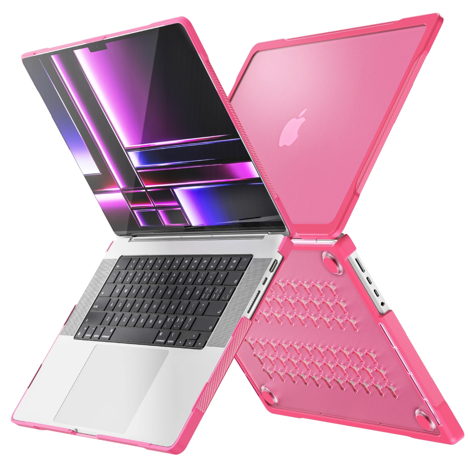 Case for MacBook Air 15 Inch A3241 A3114 A2941 Protective Snap On Hard Shell Cover for MacBook Air 15.3" M4 M3 M2 Chip with Display Protector - Pink