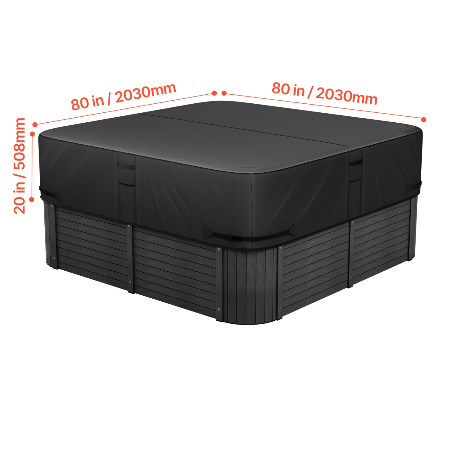 Housse pour spa d'extérieur de 80 x 80 x 20&nbsp;po VEVOR, housse imperméable et imperméable pour spa, tissu Oxford robuste 600D et résistance à la