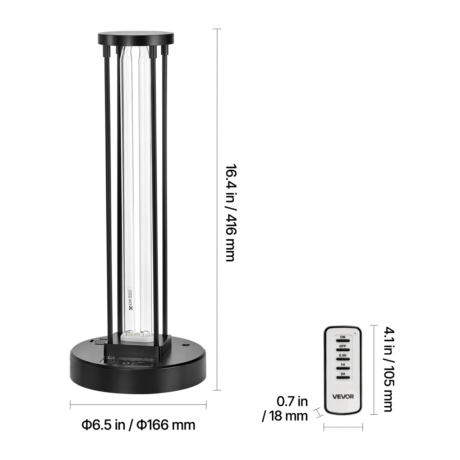 VEVOR 36W UV Light, Ultraviolet Lamp with Ozone Purifier, UVC Lamp with 30/60/120 Minutes 3-Gear Timer and Remote Control, for Room up to 400 sqft,