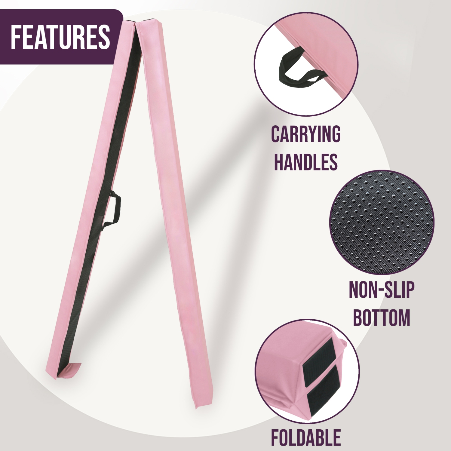 PRISP Folding Gymnastics Balance Beam - 8/10/12FT Training Floor Beam with High Density EVA Foam Core; Home Gymnastics Equipment for Kids, Teens and