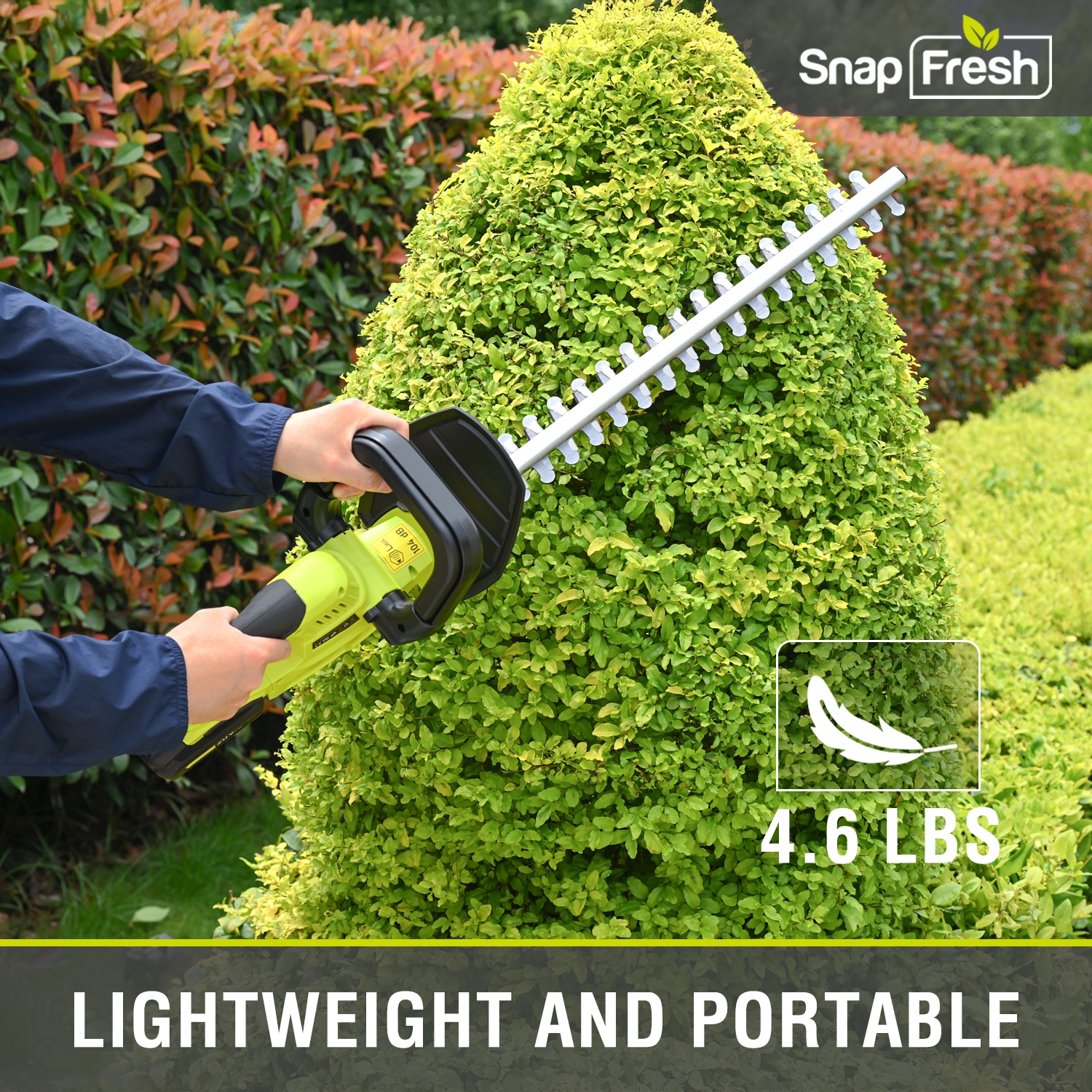 SnapFresh 20V Cordless Hedge Trimmer 22 Inch Dual Action Blade with 2.0Ah Battery and Fast Charger Included