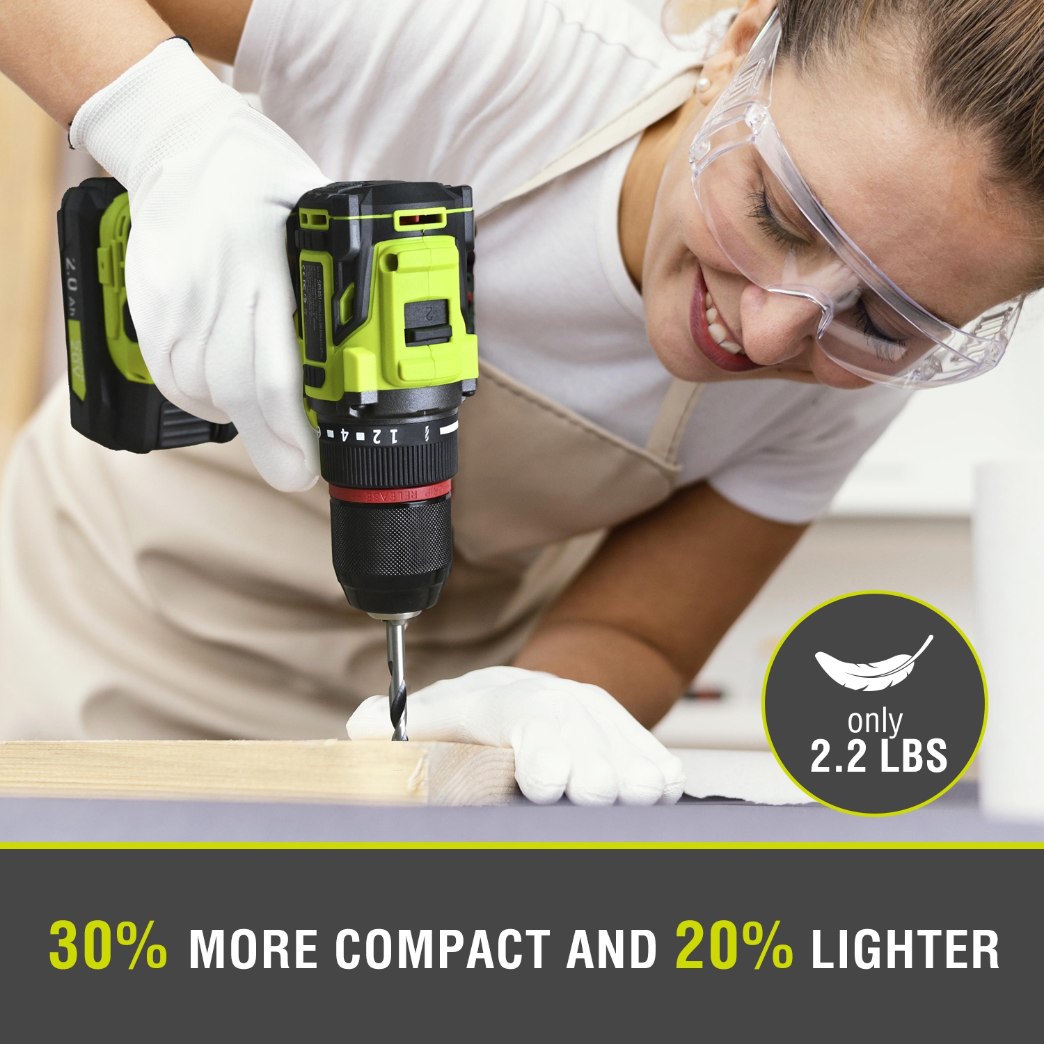 SnapFresh 20V Brushless Cordless Drill 1/2 in Power Drill Set 2 Speeds 21+1 Torque with 2.0Ah Battery and Fast Charger