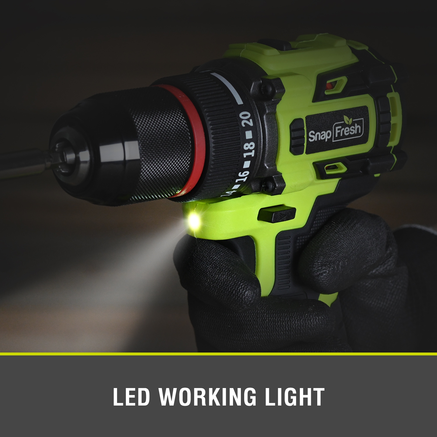 SnapFresh 20V Brushless Cordless Drill 1/2 in Power Drill Set 2 Speeds 21+1 Torque with 2.0Ah Battery and Fast Charger