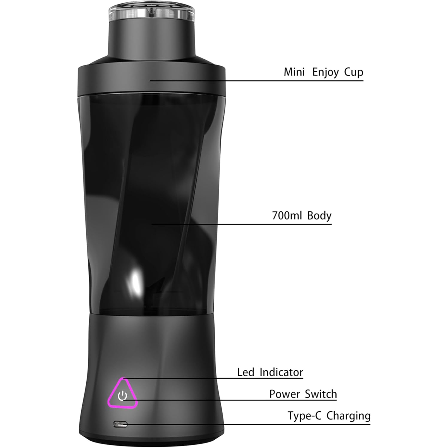 Cordless Portable Blender, 700ml Capacity, Suitable for Milkshakes and Smoothies, Personal Blender with 6000mAh High-Capacity Battery - White