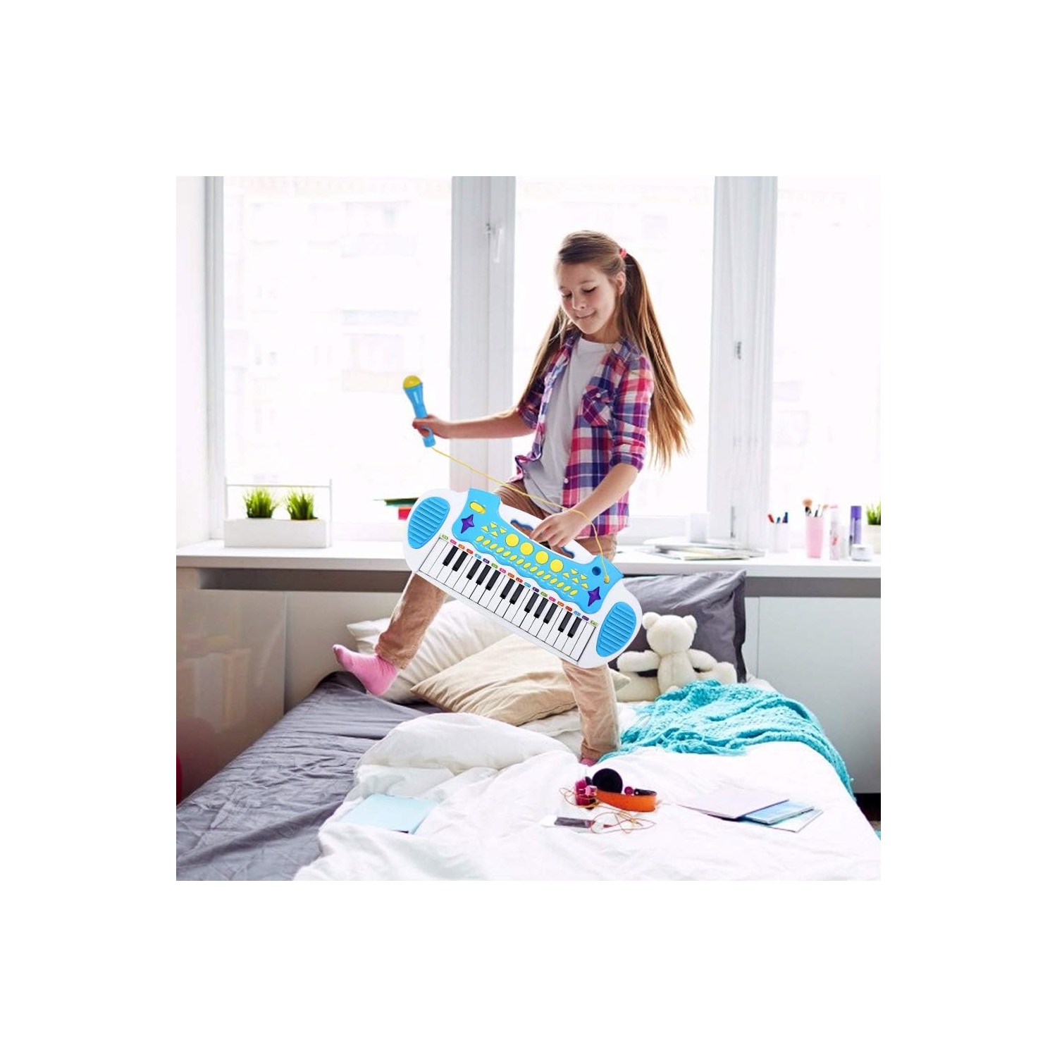 Piano Toy Keyboard for Kids Multifunctional Music Instruments with Microphone for Girls Birthday Gift 3 4 5 Years Old 31 Keys