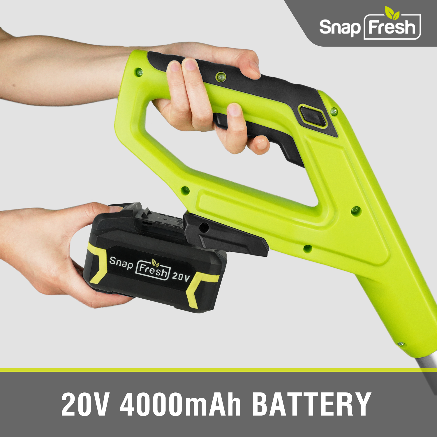 SnapFresh 20V Cordless Snow Shovel 12" Electric Snow Thrower with Two 4.0Ah Batteries and Fast Charger