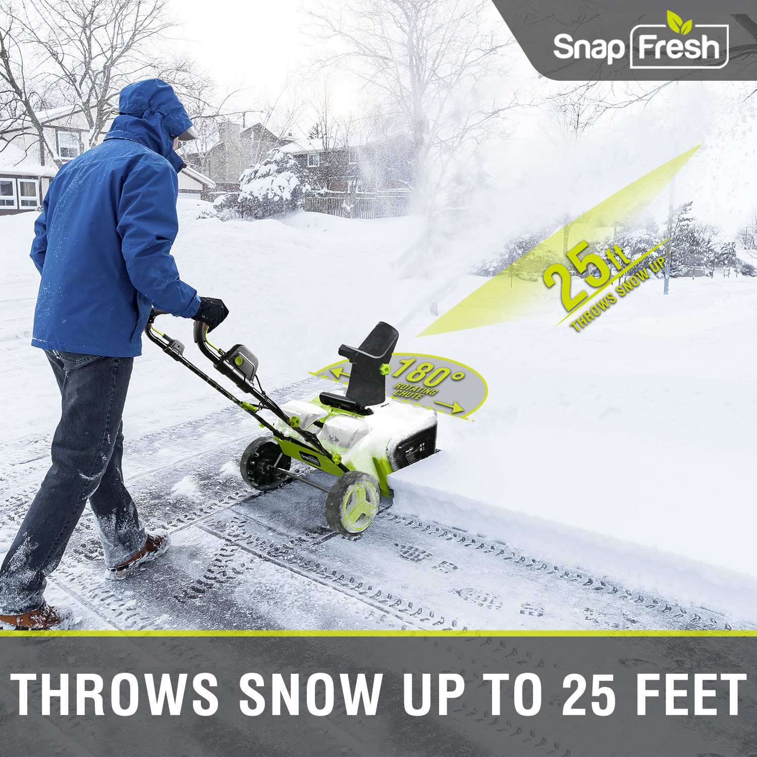 Souffleuse à neige électrique sans fil de 20&nbsp;po 40&nbsp;V de SnapFresh avec deux batteries 5,0&nbsp;Ah et chargeur rapide