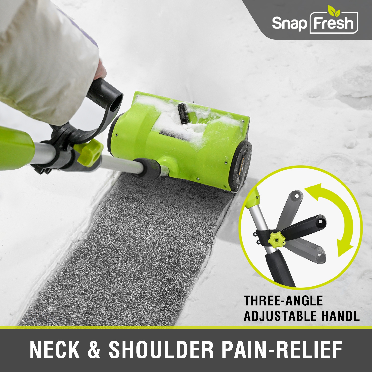 SnapFresh 20V Cordless Snow Shovel 12 Inch Electric Thrower with Adjustable Handle and 4.0Ah Battery - Green