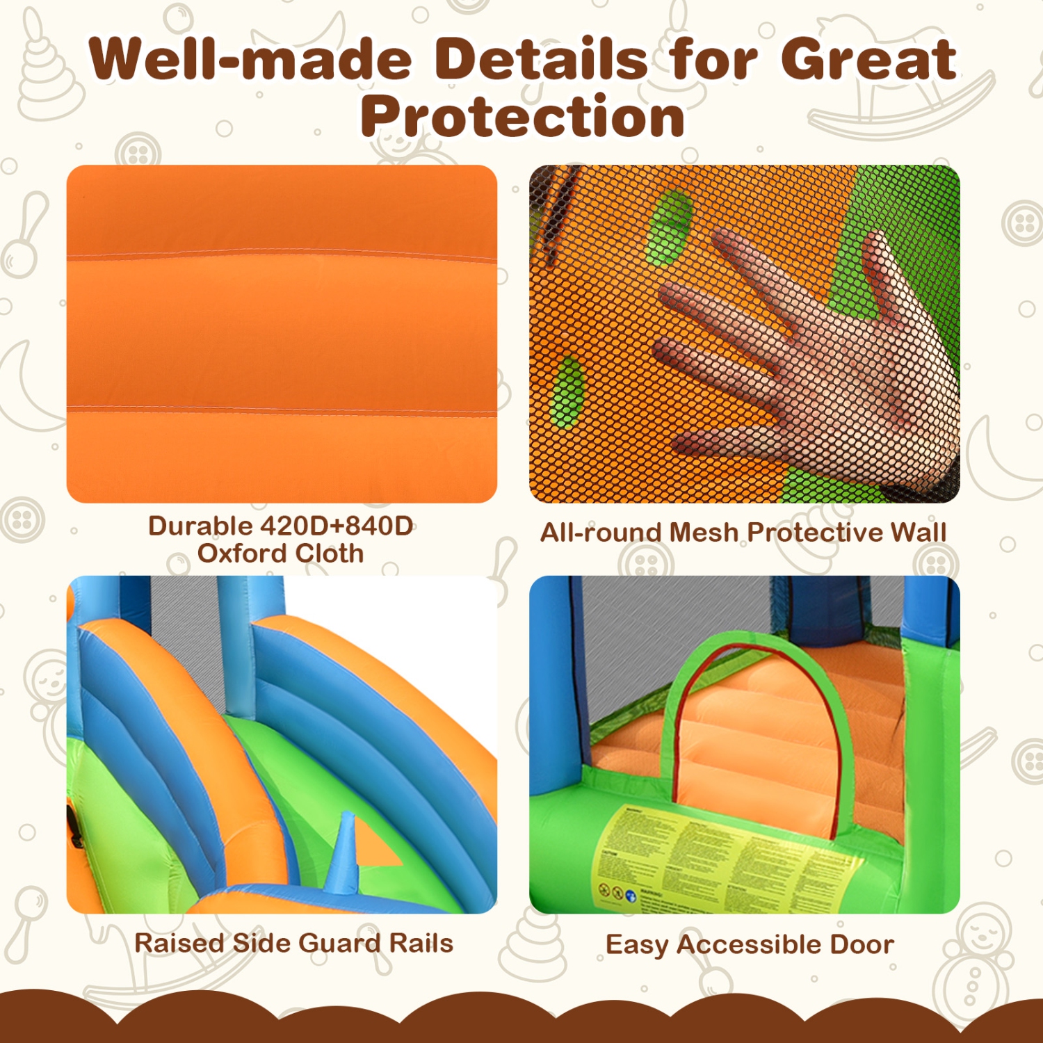 Costway 6 in 1 Inflatable Giant Kids Water Park Bounce House with Dual Climbing Walls 735W Blower included