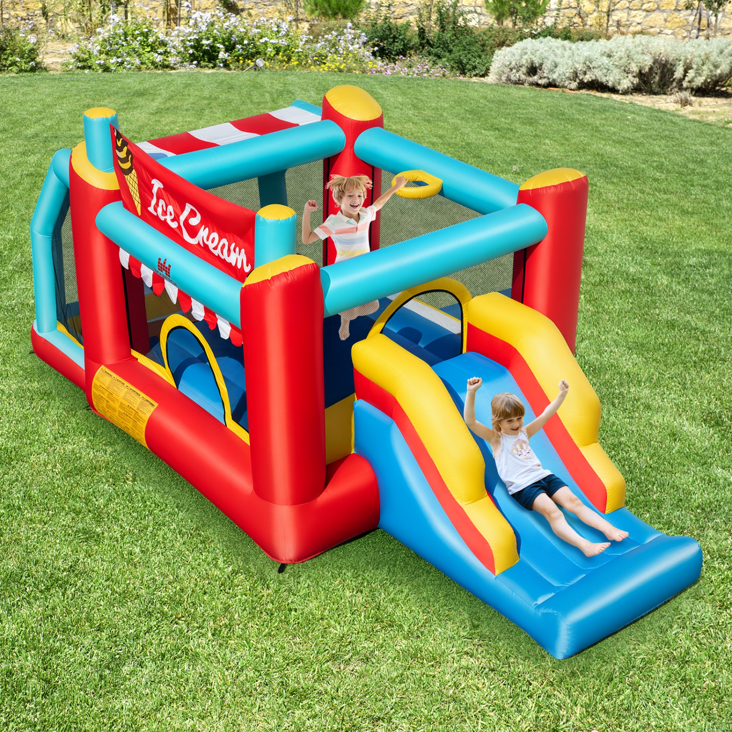 Château sauteur de crème glacée gonflable 5-en-1 Bounce House de Costway avec/sans souffleur 520&nbsp;W