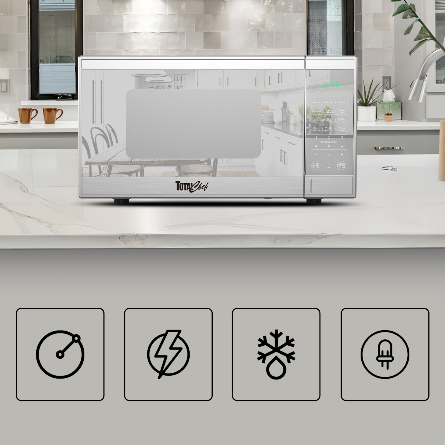 Four à micro-ondes de comptoir, 900&nbsp;W, 0,9 pi3, commandes tactiles numériques, acier inoxydable
