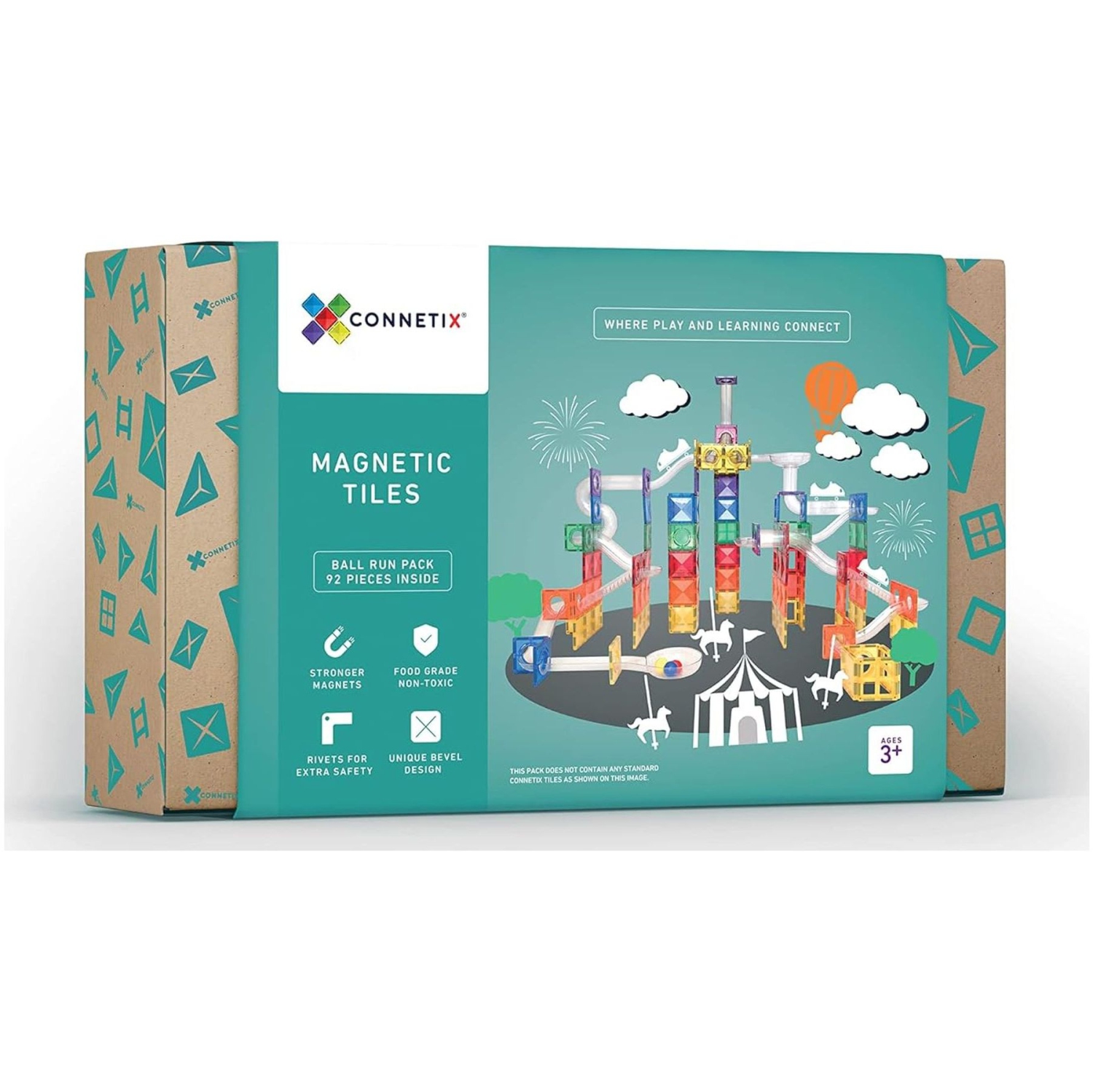 Connetix 92-piece Magnetic Tiles Ball Run Pack - Rainbow
