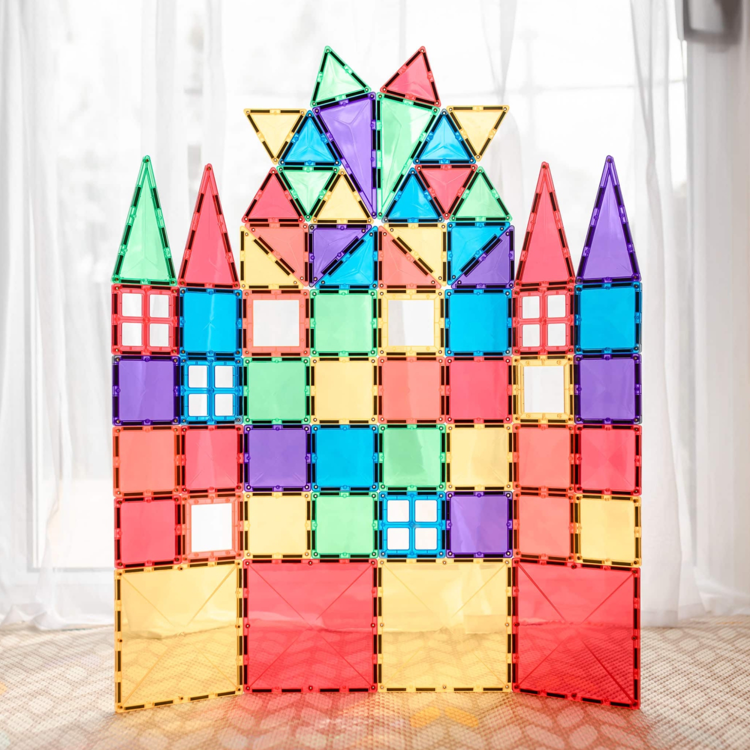 Connetix 62-Piece Magnetic Tiles Starter Pack - Rainbow