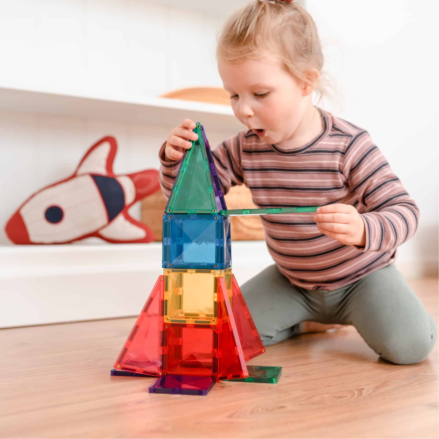 Connetix 62-Piece Magnetic Tiles Starter Pack - Rainbow