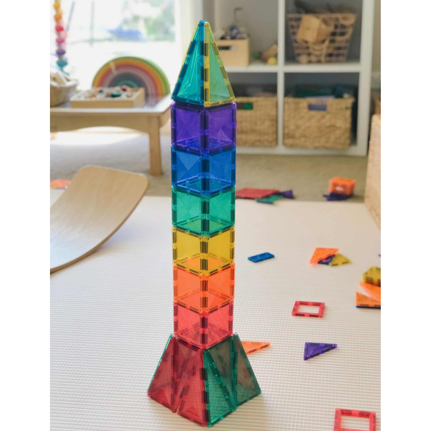 Connetix 62-Piece Magnetic Tiles Starter Pack - Rainbow