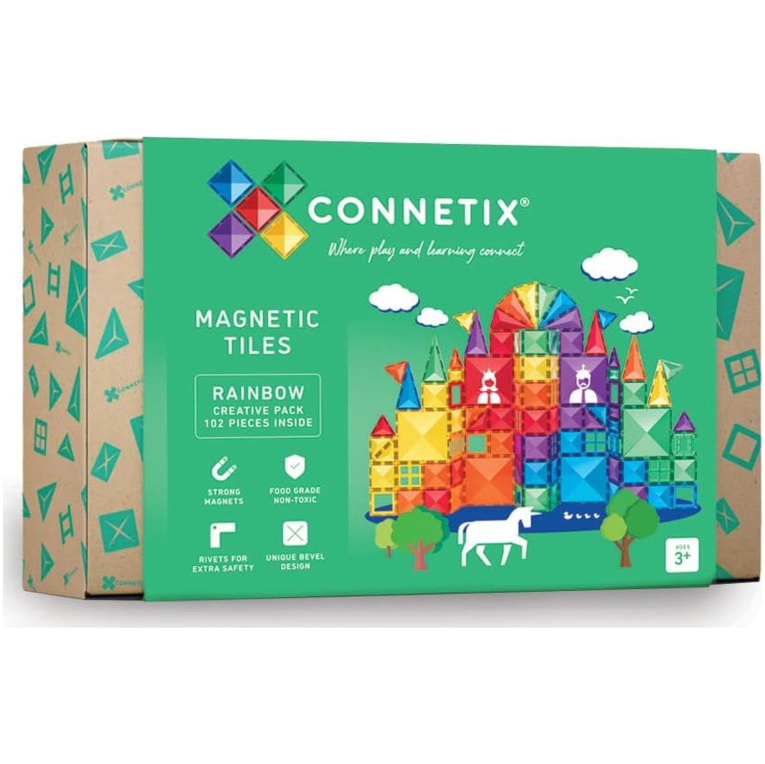 Connetix 102-Piece Magnetic Tiles Creative Pack - Rainbow
