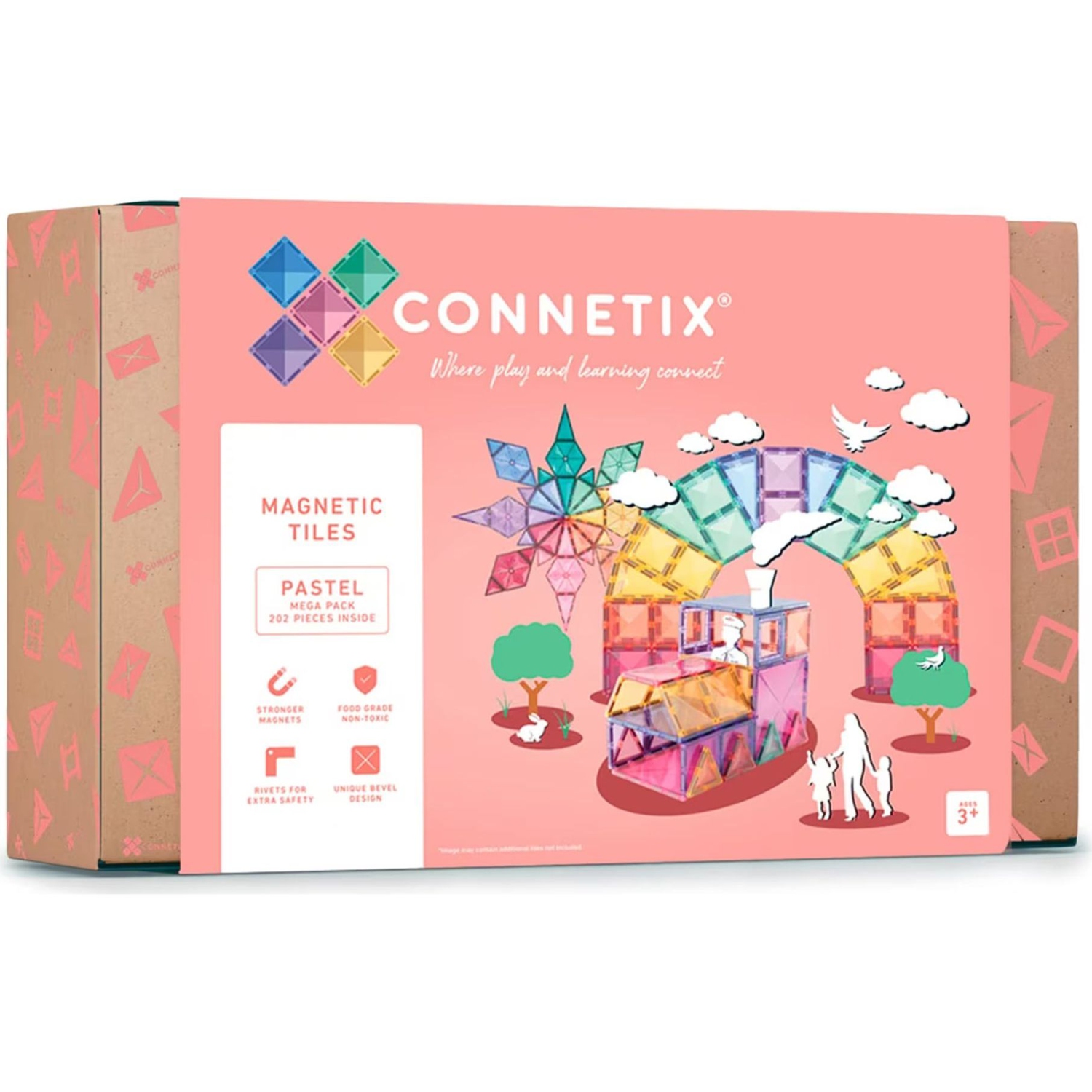 Connetix 202-piece Magnetic Tiles Mega Pack - Pastel