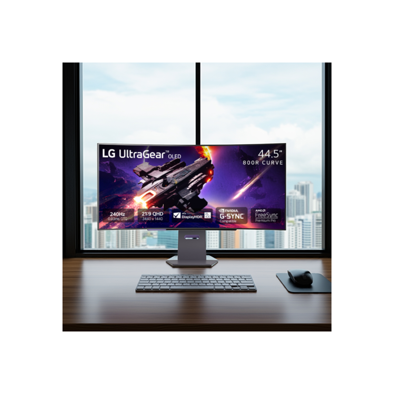 Refurbished(Good)-LG UltraGear 45" 1440p WQHD 240Hz 0.03ms GTG Curved OLED G-Sync FreeSync Gaming Monitor