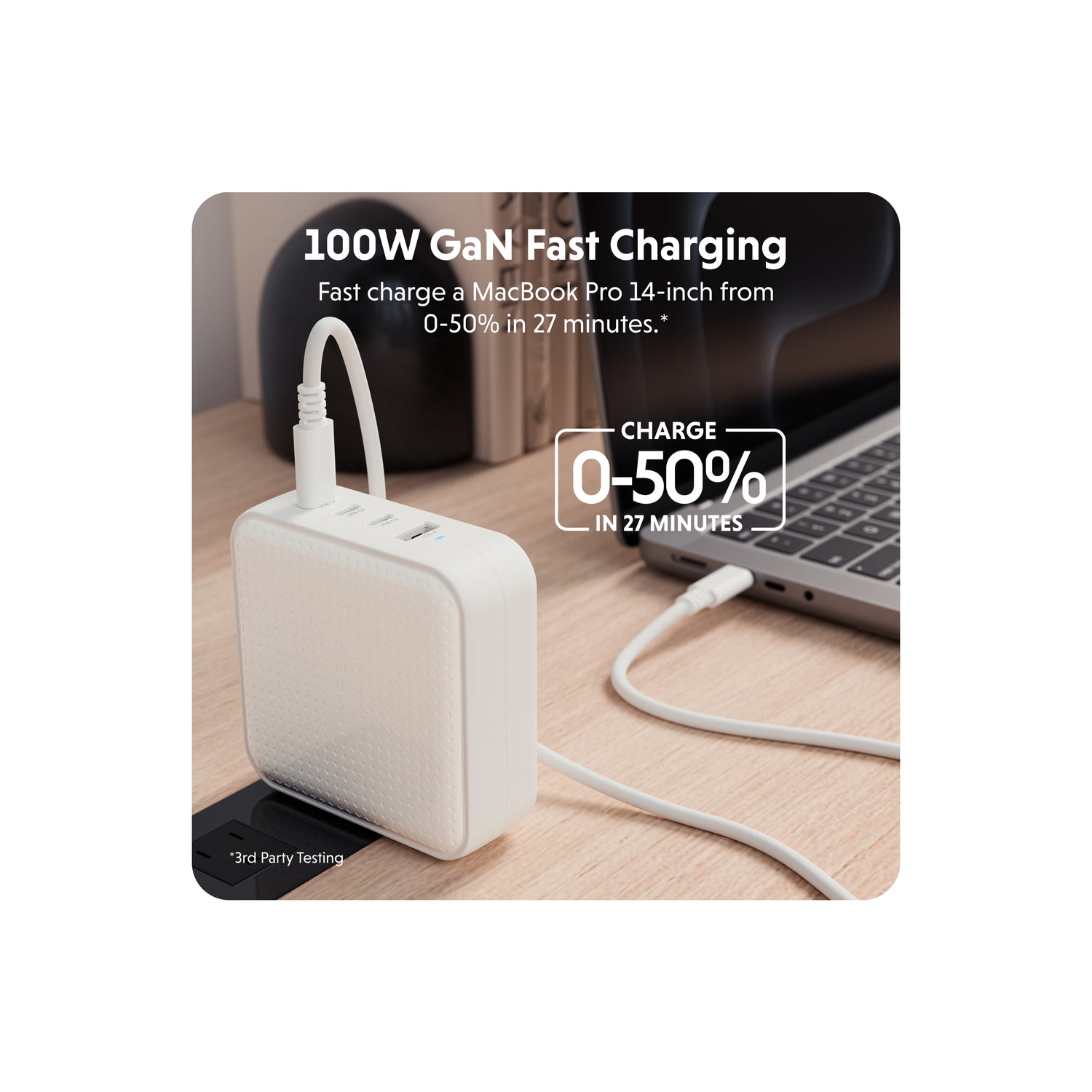 Targus HyperJuice® 100W USB-C GaN Travel Charger - White