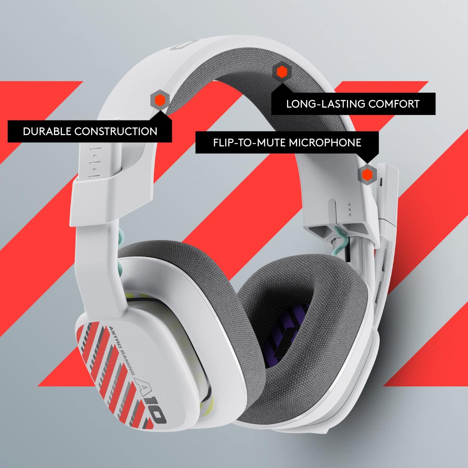 Remis à neuf - Casque de jeu avec fil A10 Gen 2 d'Astro - Casque de jeu avec microphone rabattable pour sourdine - Blanc (939-002050)