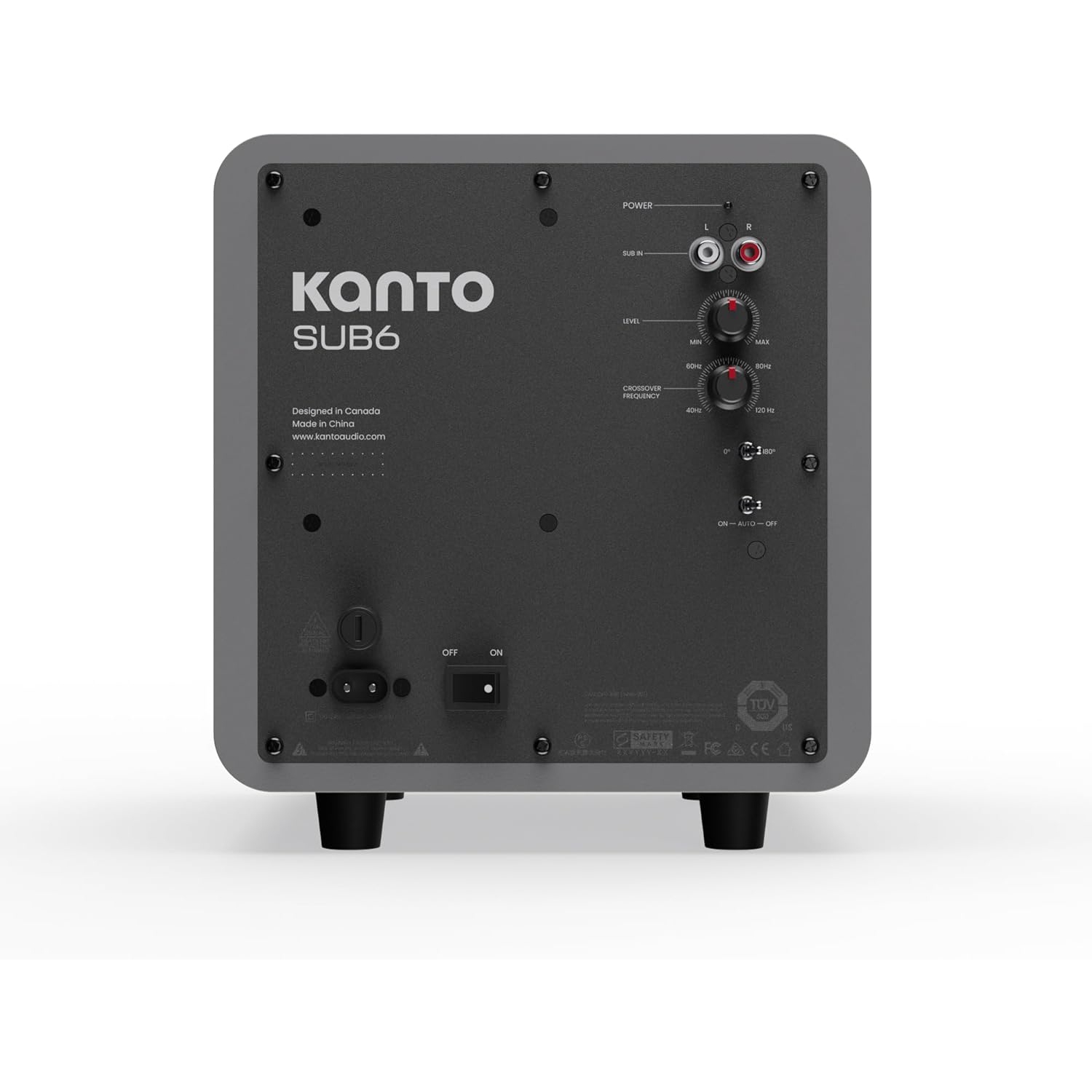 Haut-parleur d'extrêmes graves amplifié scellé SUB6 de Kanto | Puissance de crête 200&nbsp;W | Haut-parleur de graves de 6&nbsp;po | Basses rapides